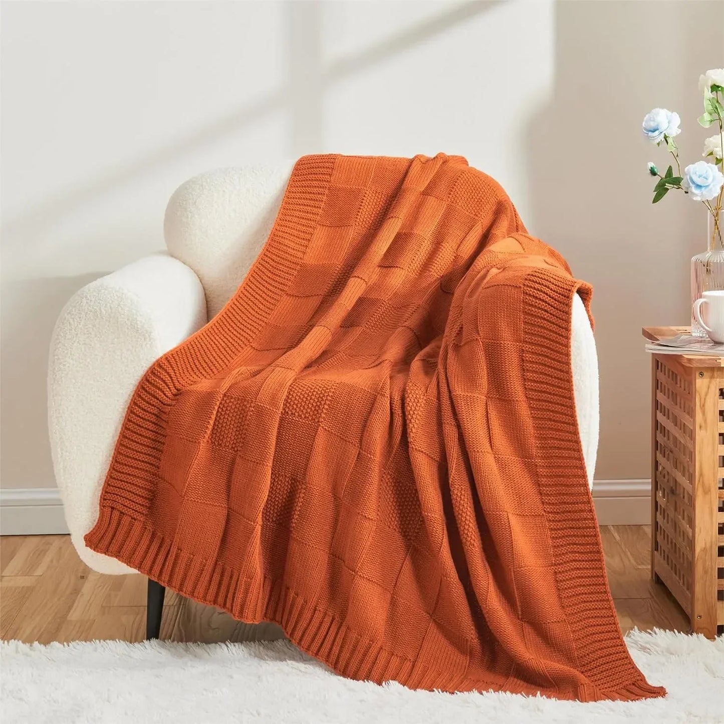 Bohemian New Waffle Sofa Knitted Blanket Cover Plane Office Nap Camping Leisure Soft Blanket Green Shawl Blanket Small Bed Cover
