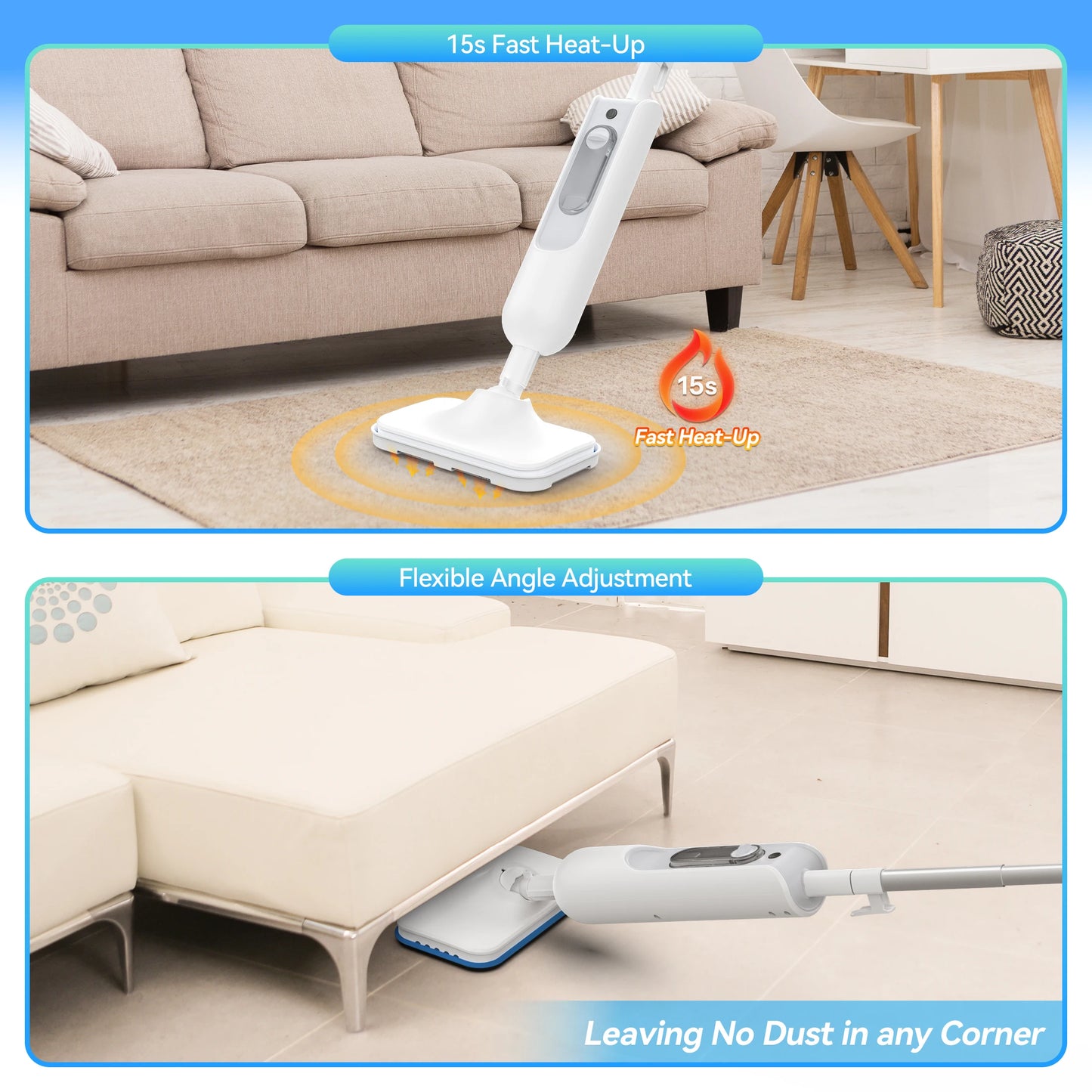 INSE Powerful Steam Mop 6 in 1 Scrubbing Steam Vac Mop High Temperature Detachable Steam Cleaner for HardFloor Carpet Kitchen F2