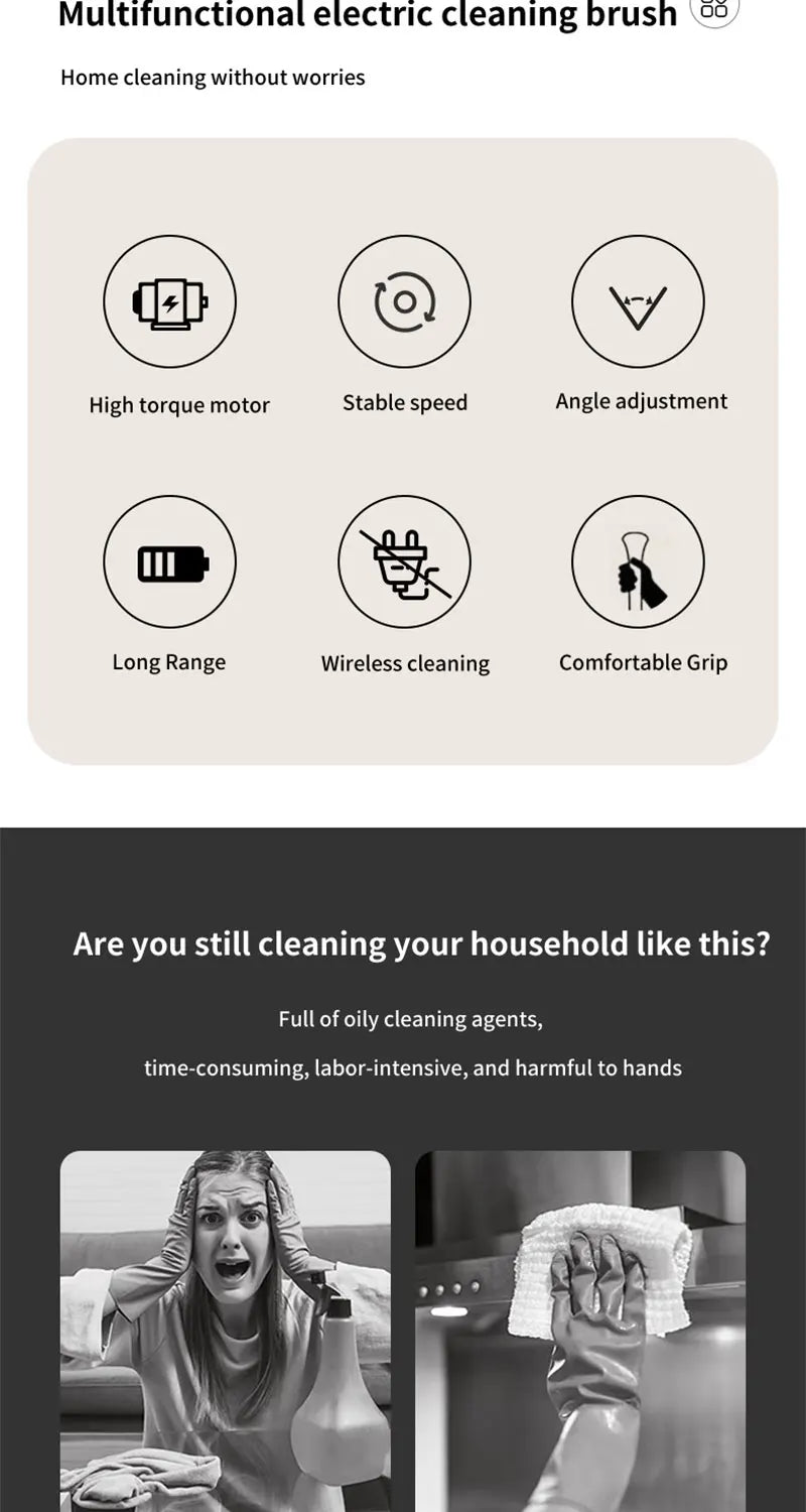 9 in 1 Electric Spin Scrubber Cordless Cleaning Brush Shower Scrubber Adjustable Extension Handle Waterproof For Tub Tile Floor