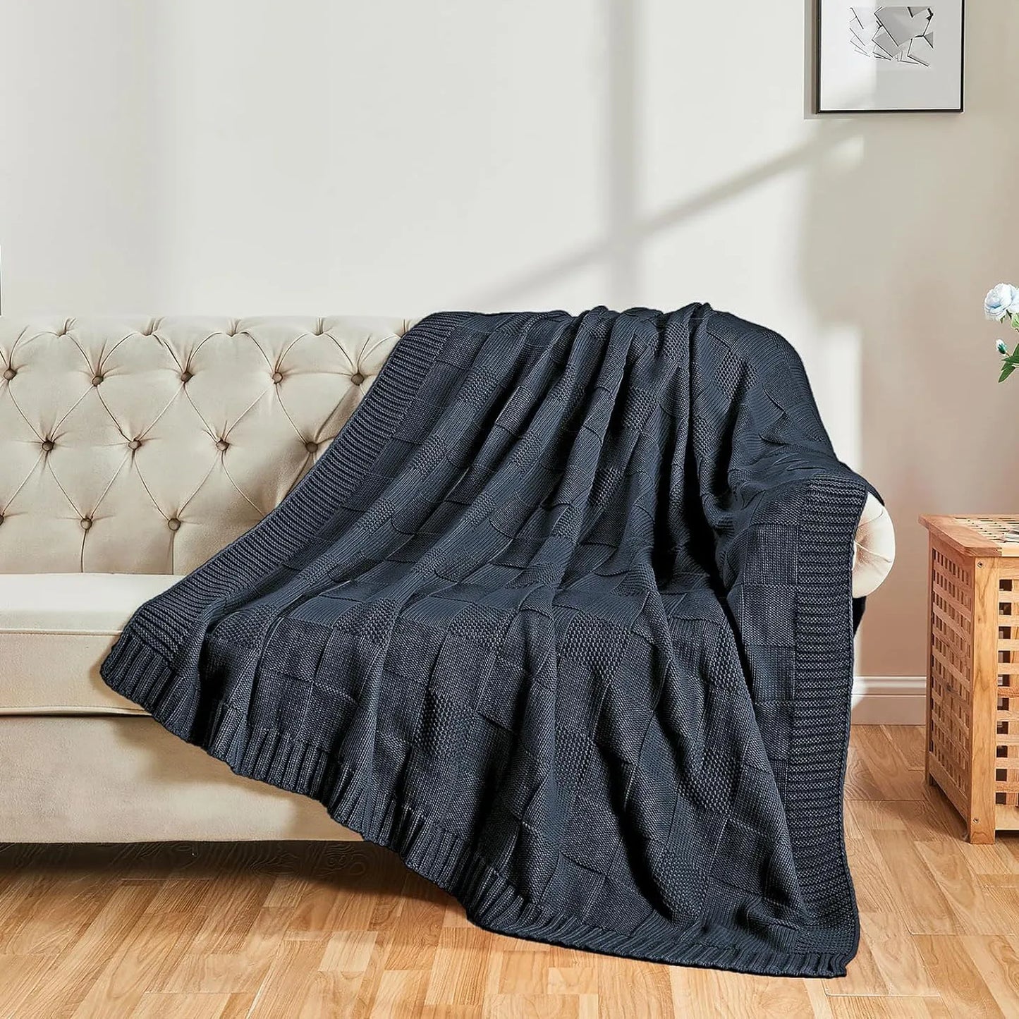 Bohemian New Waffle Sofa Knitted Blanket Cover Plane Office Nap Camping Leisure Soft Blanket Green Shawl Blanket Small Bed Cover